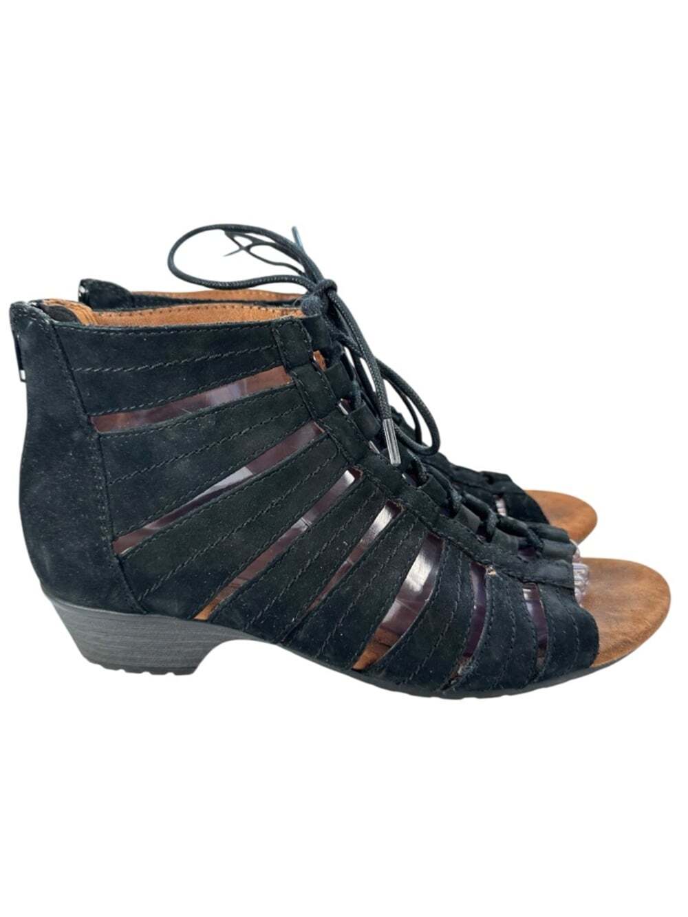 Cobb Hill Gabby Gladiator Sandal Booties Black Lace Up Comfort Womens 9M Shoes